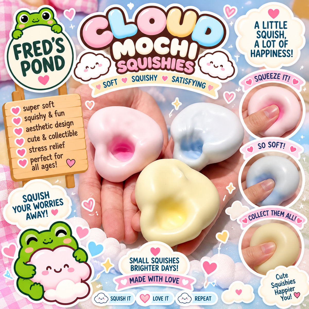 ☁️ Cloud Mochi Squishies.