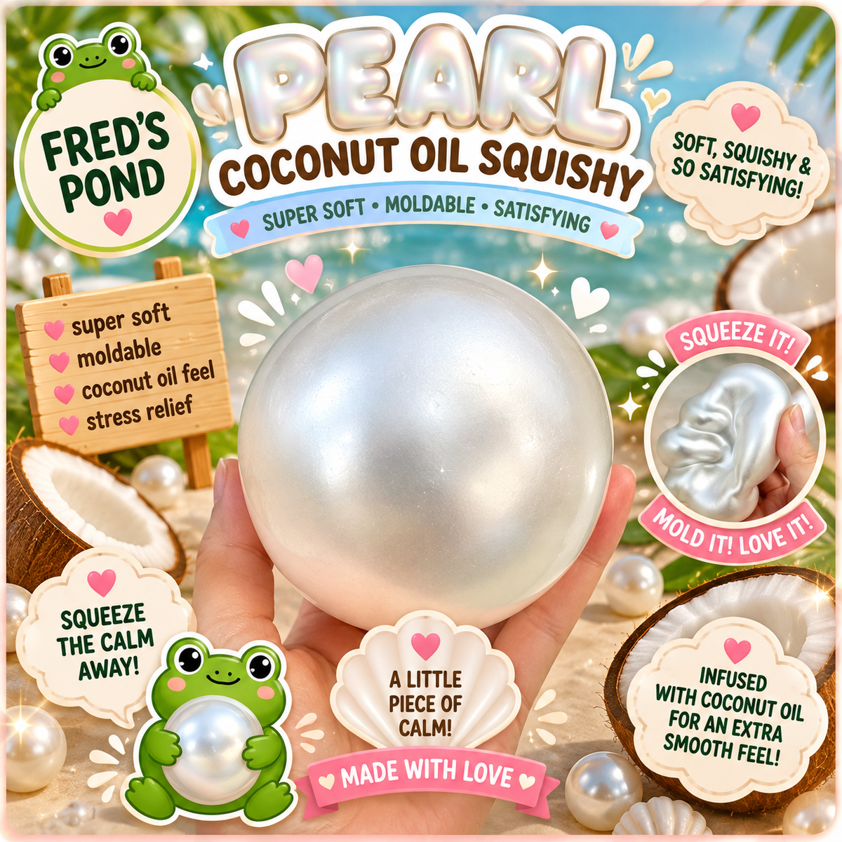 🦪 Pearl Coconut Oil Squishy