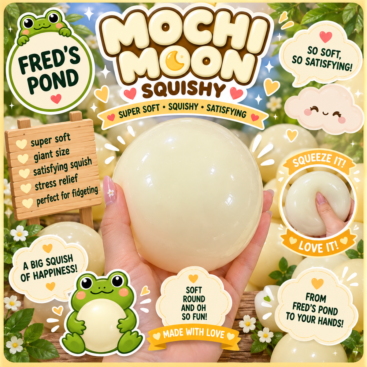 🌕🤍 Mochi Moon Squishy